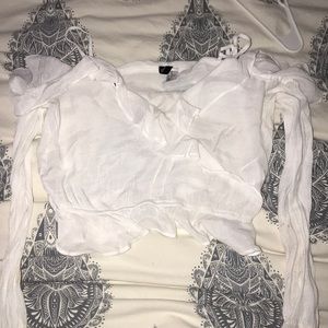 Ruffle crop top / white/ h&m